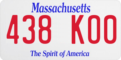 MA license plate 438KO0