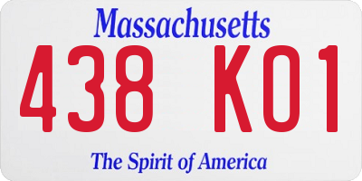 MA license plate 438KO1