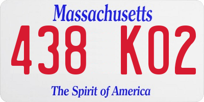 MA license plate 438KO2