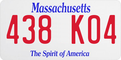 MA license plate 438KO4