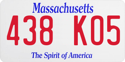 MA license plate 438KO5