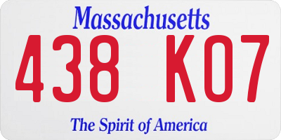 MA license plate 438KO7