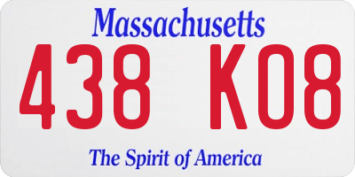 MA license plate 438KO8