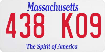 MA license plate 438KO9