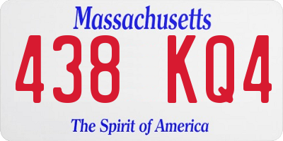 MA license plate 438KQ4