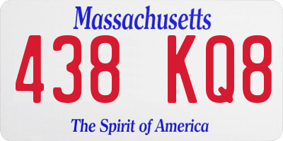 MA license plate 438KQ8