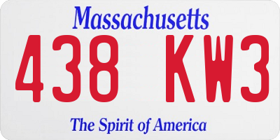 MA license plate 438KW3