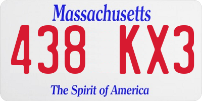 MA license plate 438KX3