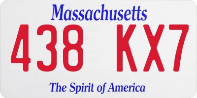 MA license plate 438KX7