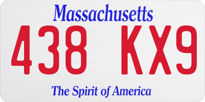 MA license plate 438KX9