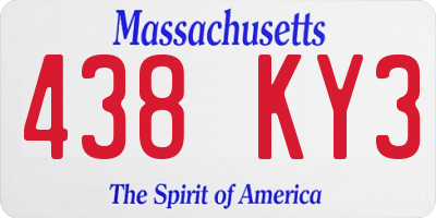 MA license plate 438KY3