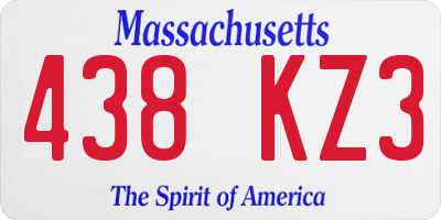 MA license plate 438KZ3