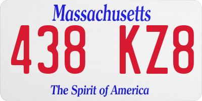 MA license plate 438KZ8