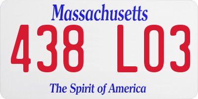 MA license plate 438LO3
