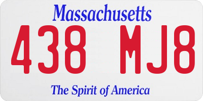 MA license plate 438MJ8