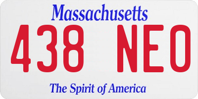 MA license plate 438NE0