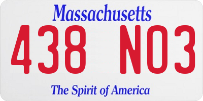 MA license plate 438NO3