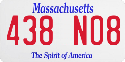 MA license plate 438NO8