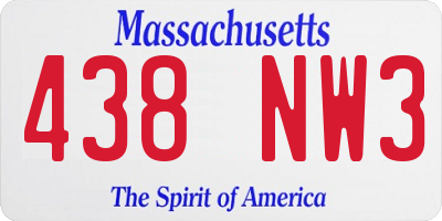 MA license plate 438NW3