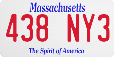 MA license plate 438NY3