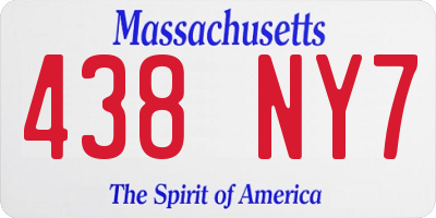 MA license plate 438NY7