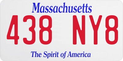MA license plate 438NY8