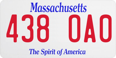 MA license plate 438OA0