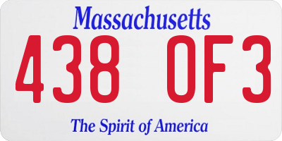 MA license plate 438OF3