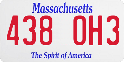 MA license plate 438OH3