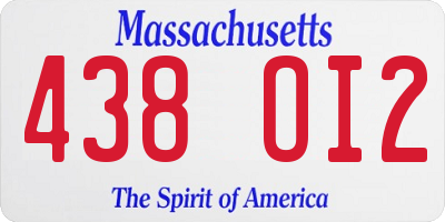 MA license plate 438OI2