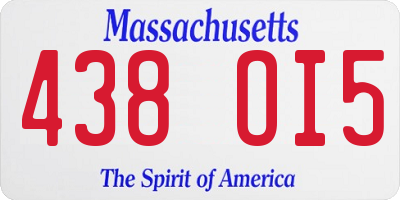 MA license plate 438OI5