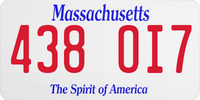 MA license plate 438OI7