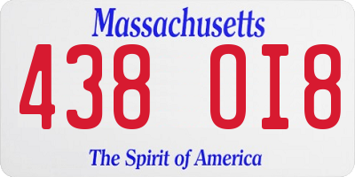 MA license plate 438OI8