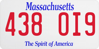 MA license plate 438OI9
