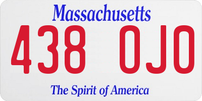 MA license plate 438OJ0