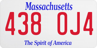 MA license plate 438OJ4