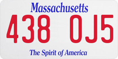 MA license plate 438OJ5