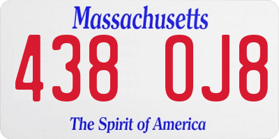 MA license plate 438OJ8