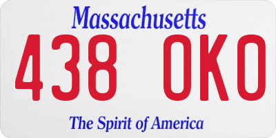 MA license plate 438OK0