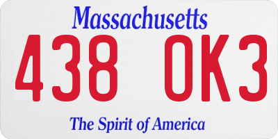 MA license plate 438OK3