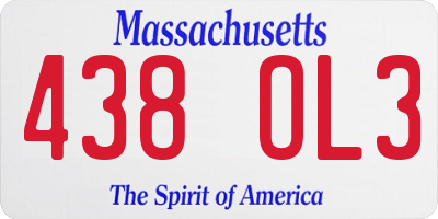 MA license plate 438OL3