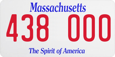 MA license plate 438OO0