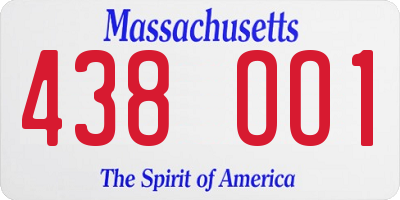 MA license plate 438OO1