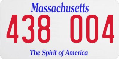 MA license plate 438OO4