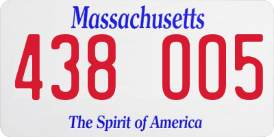 MA license plate 438OO5
