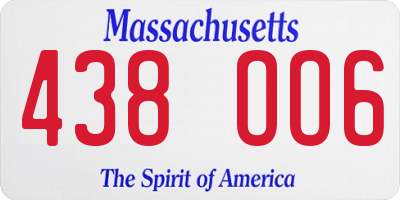 MA license plate 438OO6