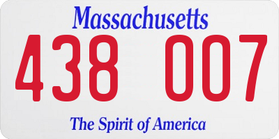 MA license plate 438OO7