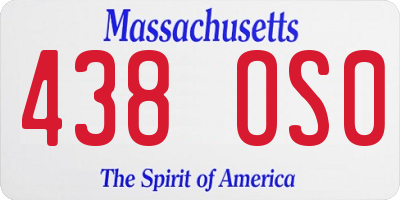 MA license plate 438OS0