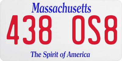 MA license plate 438OS8