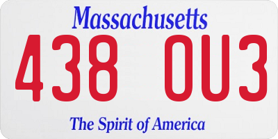MA license plate 438OU3